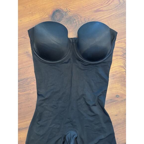 Spanx Suit Your Fancy Strapless Mid-Thigh Cupped Body Suit in Very Black Size L - Picture 7 of 11